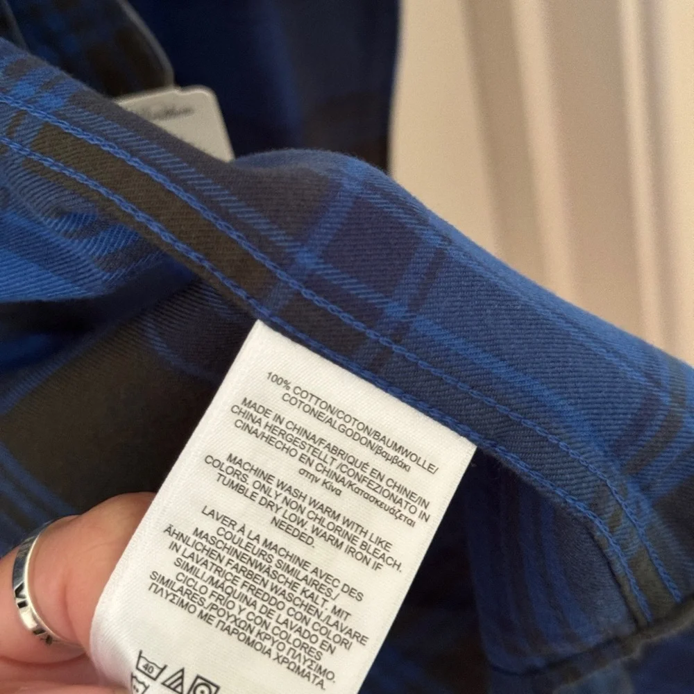 NWT Brooks Brothers Boys Black & Blue Plaid Flannel